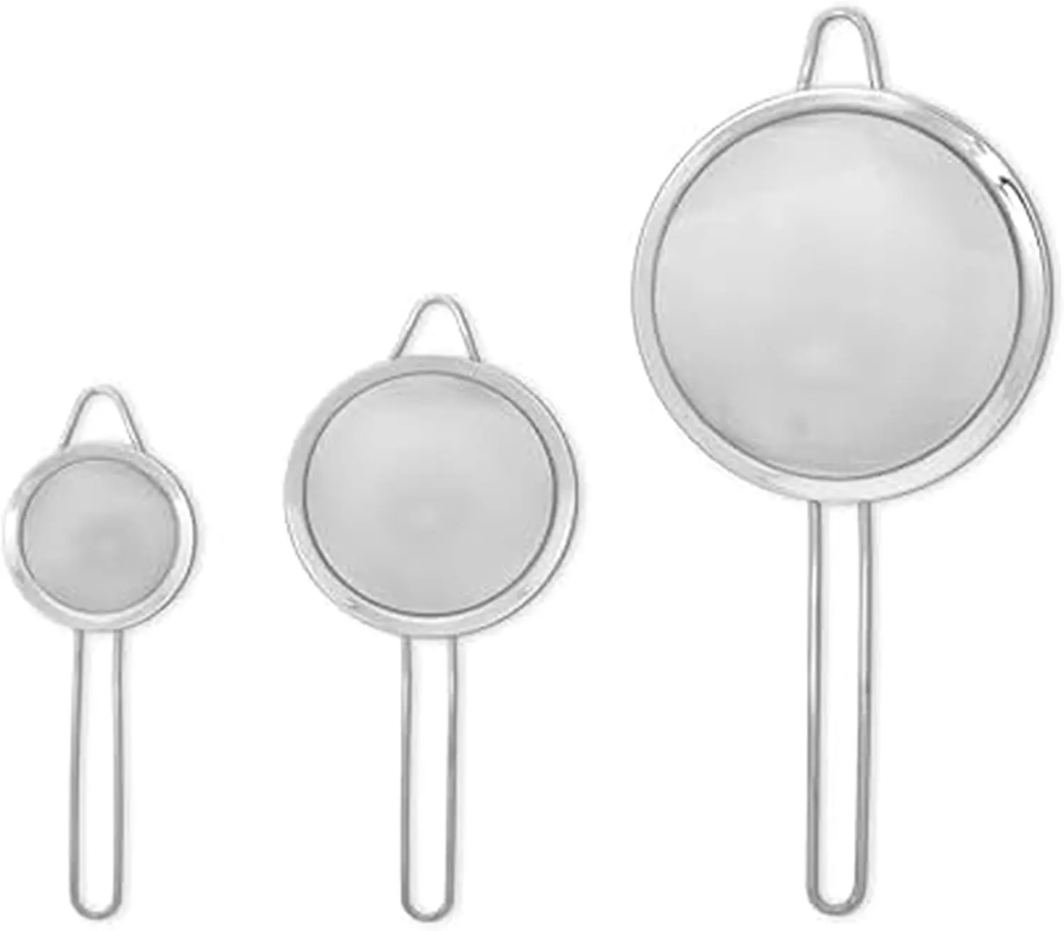 

3-Piece Fine Mesh Strainer Set - Small, Medium, Large - Dishwasher Safe, Nesting Storage for Kitchen