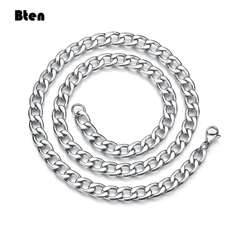 BTEN 1 piece Width 3mm/5mm/7mmCurb Cuban Link Chain Necklace for Men Women Basic Punk Stainless Steel Chain Chokers