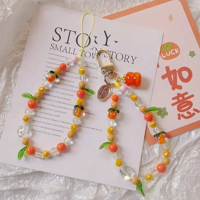 

Persimmon RuYi Bracelet Handwoven Mobile Phone Lanyard New Wrist Strap Bag Pendant Key Pendant Mobile Phone Universal Shell