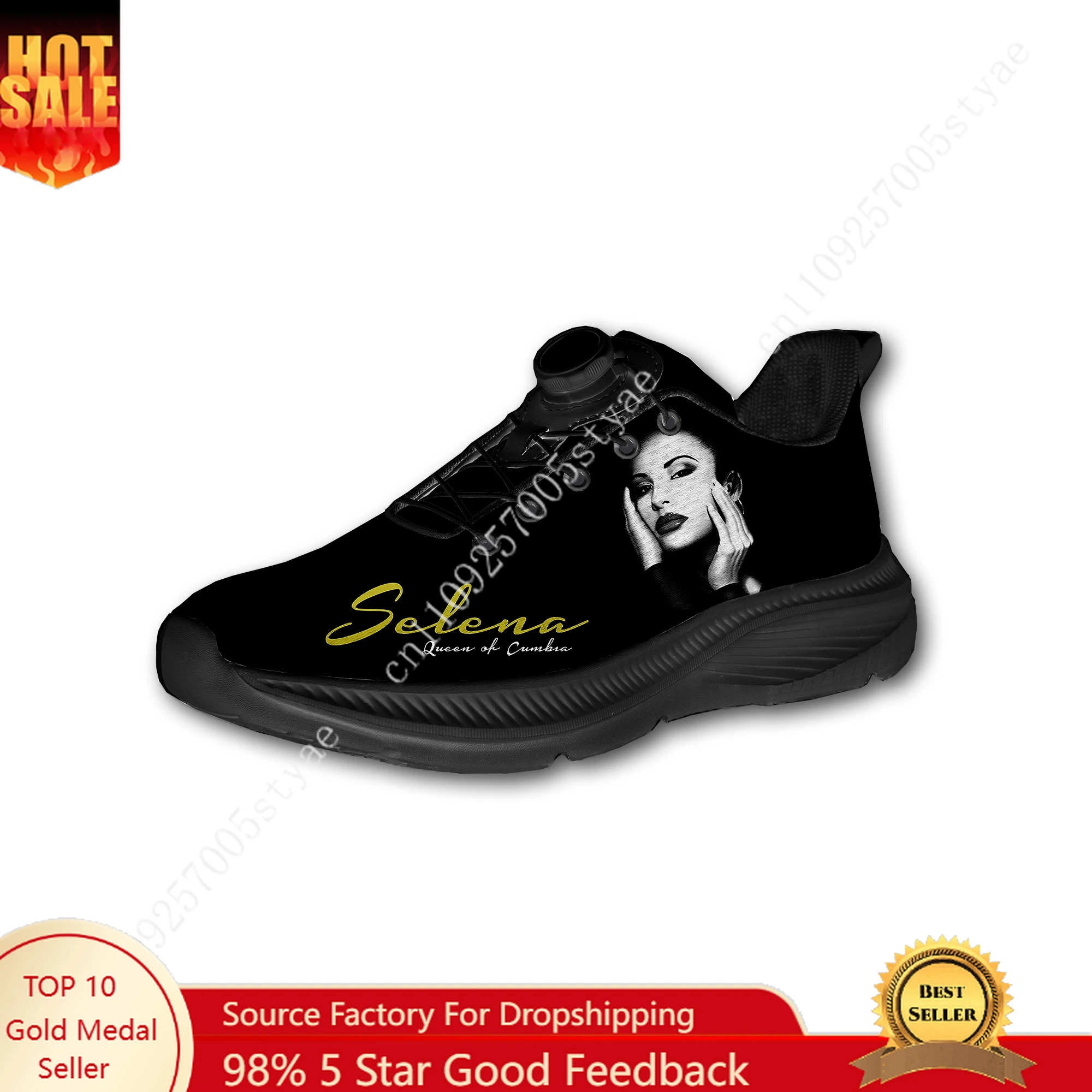 Selena Quintanilla Custom Walking Shoes Men Woman Rotating Button Without Laces Shoe Design Logo Lightweight Sneakers Unisex