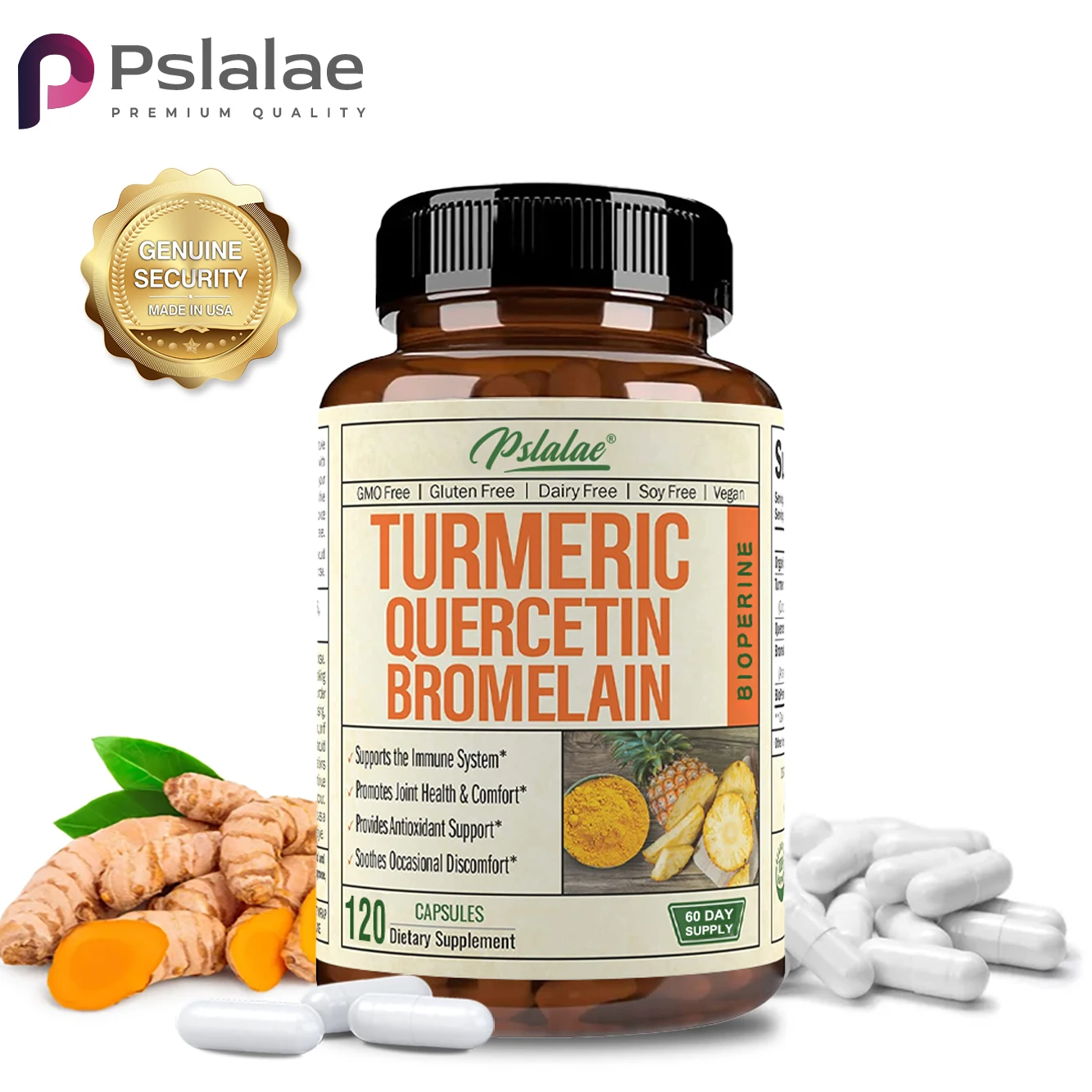 

Quercetin with Bromelain & Turmeric - Absorption, Supports Joint Health, Anti-Inflammatory, Antioxidant, Boosts Immunity