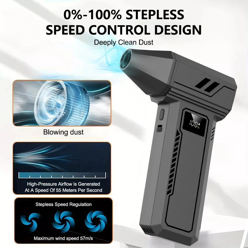 Turbo Jet Fan 180000RPM Mini Car Blowing Snow Cleaning Blower Tool Knob Stepless Speed Regulation Electric Air Duster