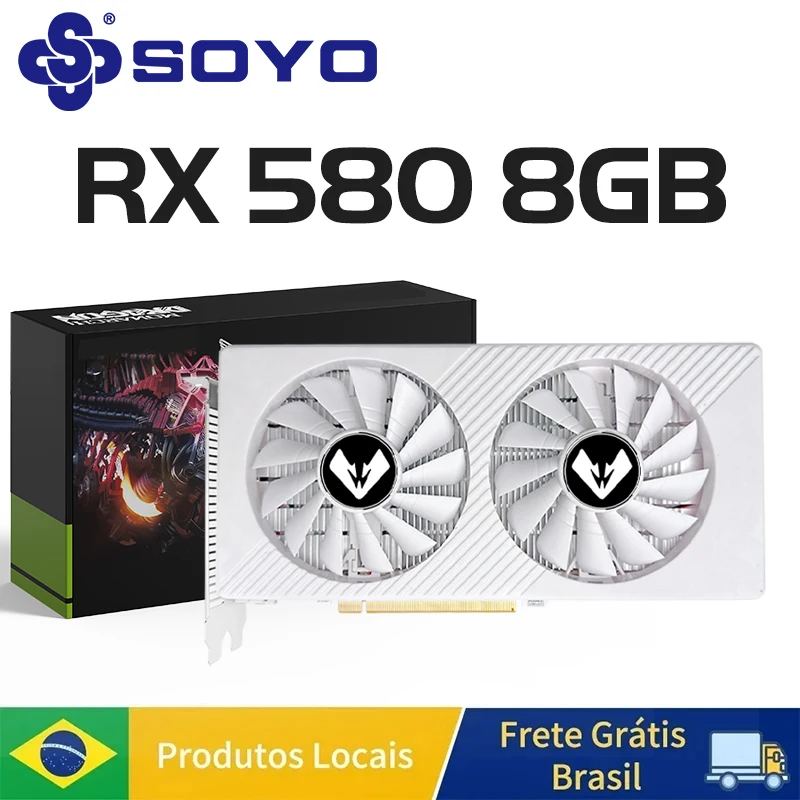 SOYO AMD Radeon RX580 8G Graphics Card GDDR5 Video Card HDMI DP DVI PCIE3.0x16 Gaming GPU RX 580 Cards Computer components