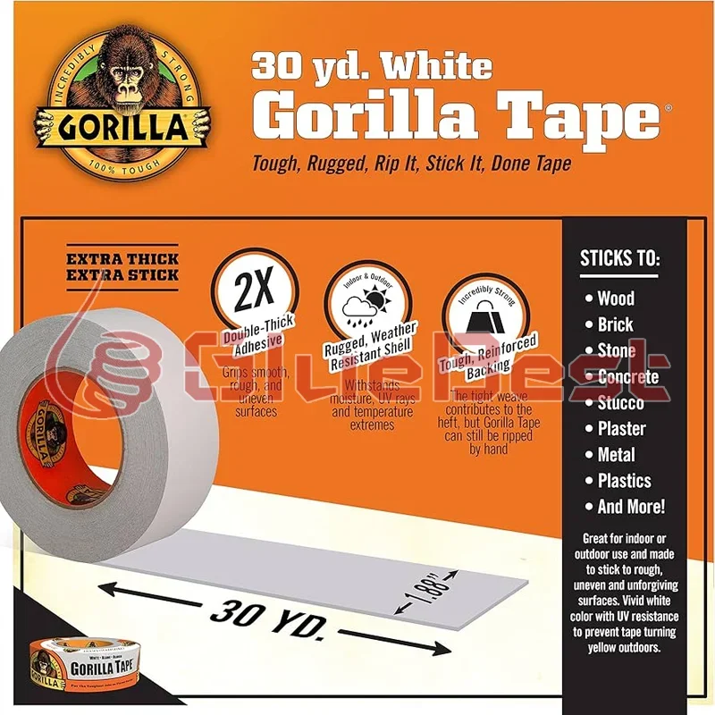 عامل معالجة مقاوم للطقس باللون الأبيض من شريط الغوريلا للمشروعات الداخلية والخارجية، منتج أصلي ذو التصاق قوي