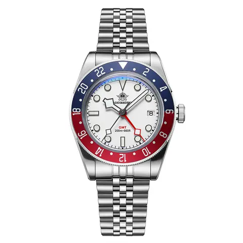 ADDIESDIVE Hot Sale GMT Movement Quartz Watch Stainless Steel Super Luminous 200M Diver Watches For Men AD2044 Relogio Masculino
