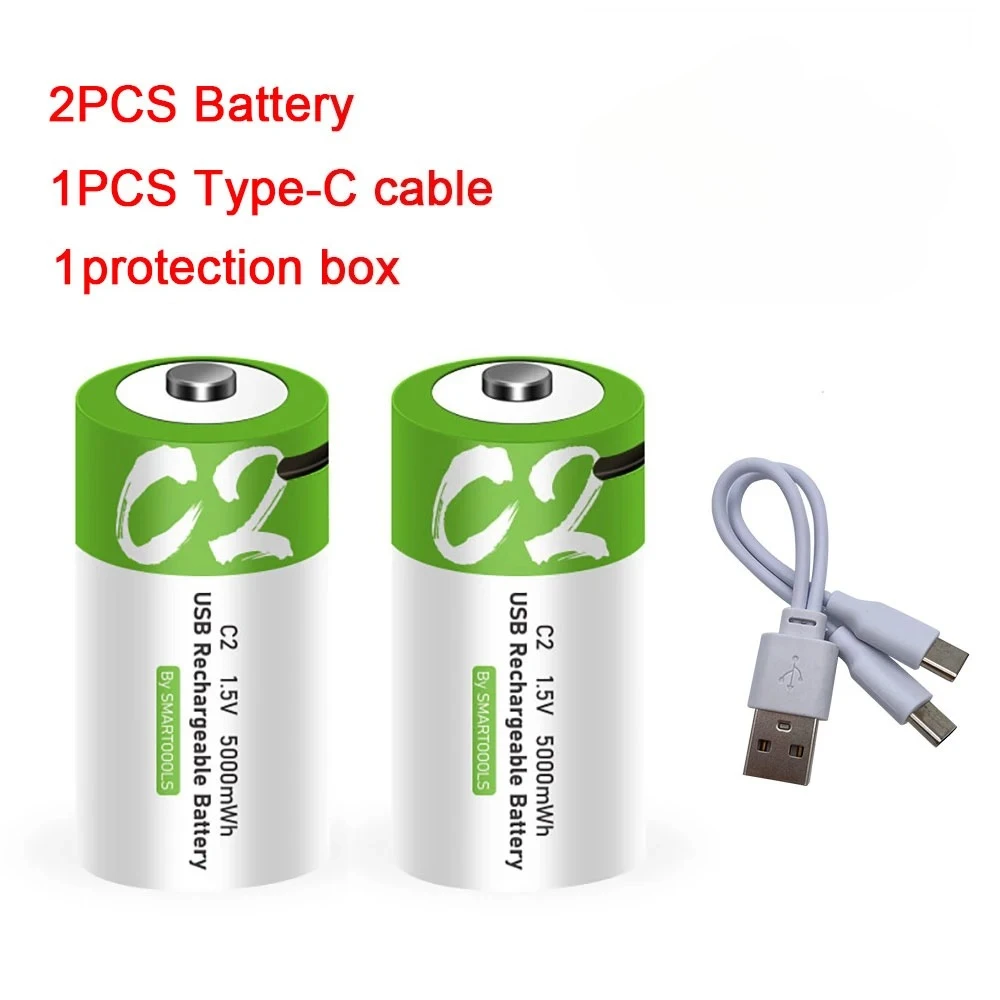 1.5V 5000mWh LR14 C-formaat Li-po oplaadbare batterij Type-C Ultrasnel USB-opladen lithiumbatterij voor zaklamp gasfornuis