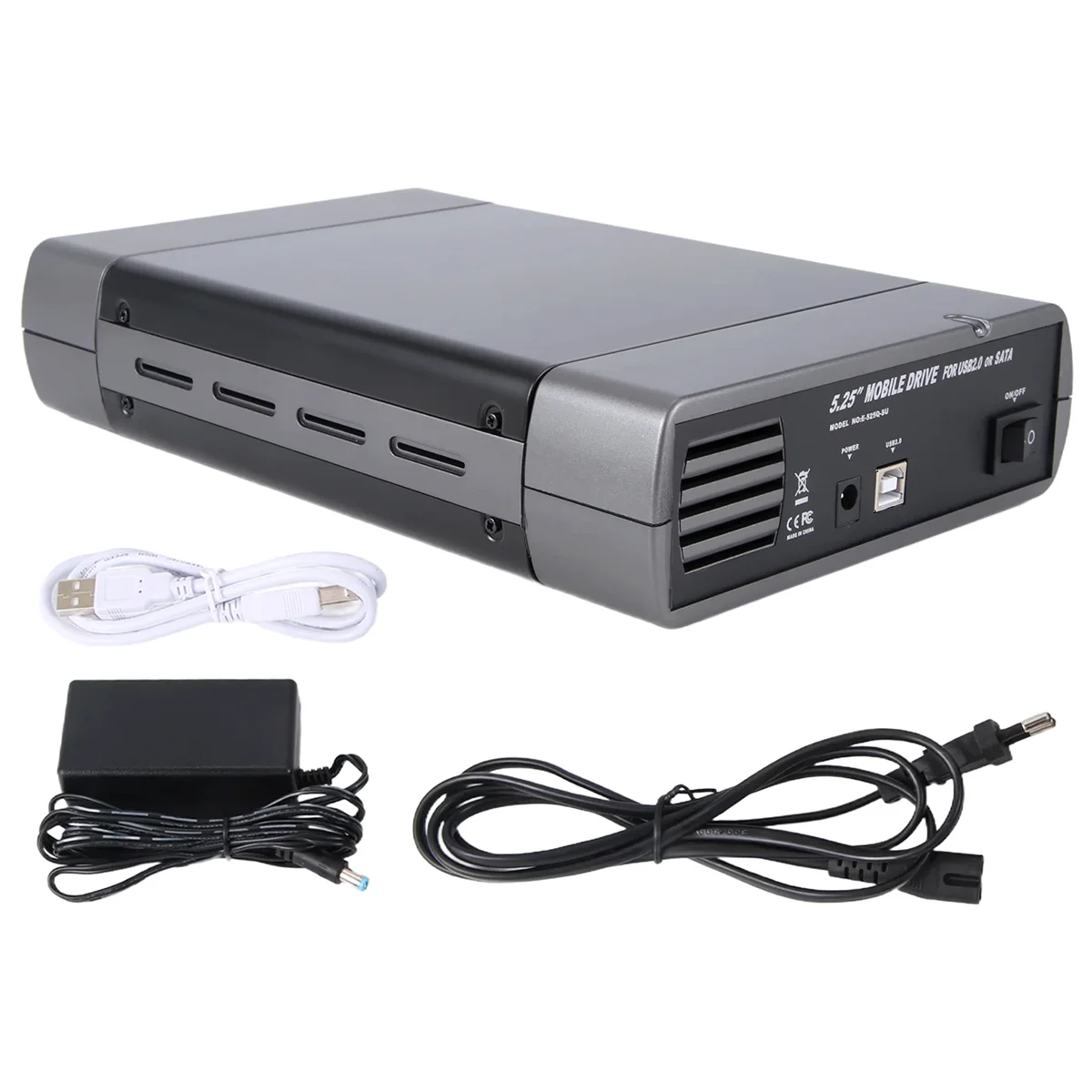 AA26P 5.25 Inch USB 2.0 SATA External Optical Drive Case Enclosure Box Adapter for Windows XP for Mac PC EU Plug