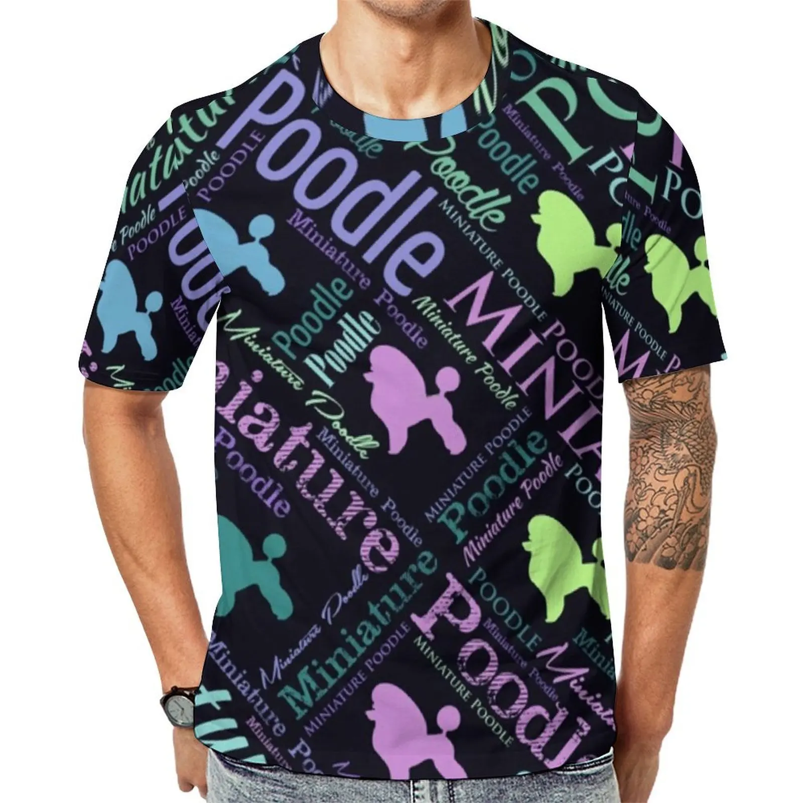 Animal Word Art T-Shirt For Couple Miniature Poodle O Neck T-Shirts Retro  Clothing Short-Sleeved Streetwear Oversized Tee Shirt