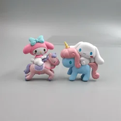 애니메이션 피규어 산리오 트로이 목마 멜로디 시나모롤 유니콘 마이 멜로디 카와이 장식 장난감, 어린이 여아용 크리스마스 선물