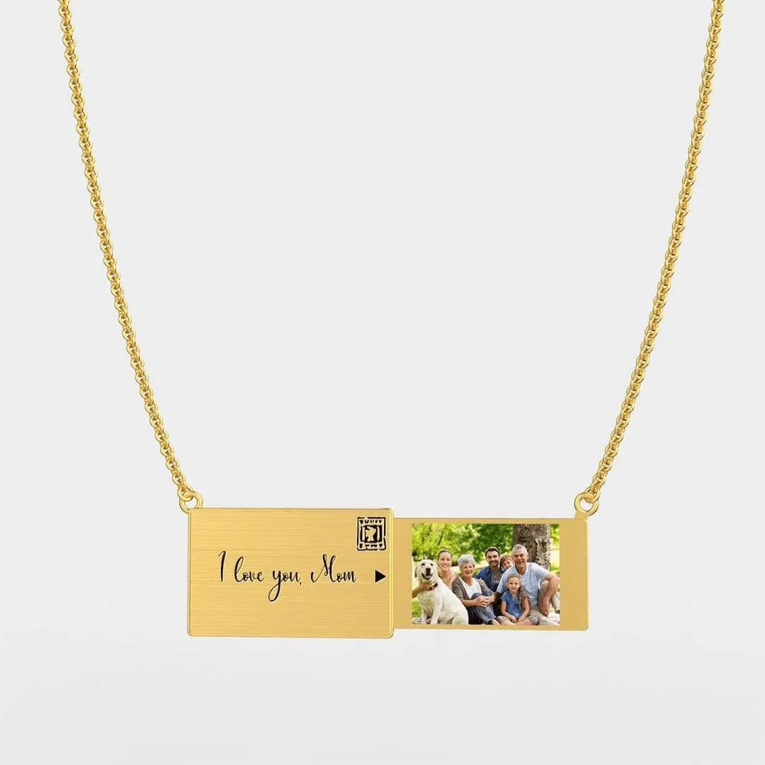 Lateefah Creative Pull-Out Photo Envelope Necklace Valentine's Day Gift Stainless Steel Custom Collarbone Chain