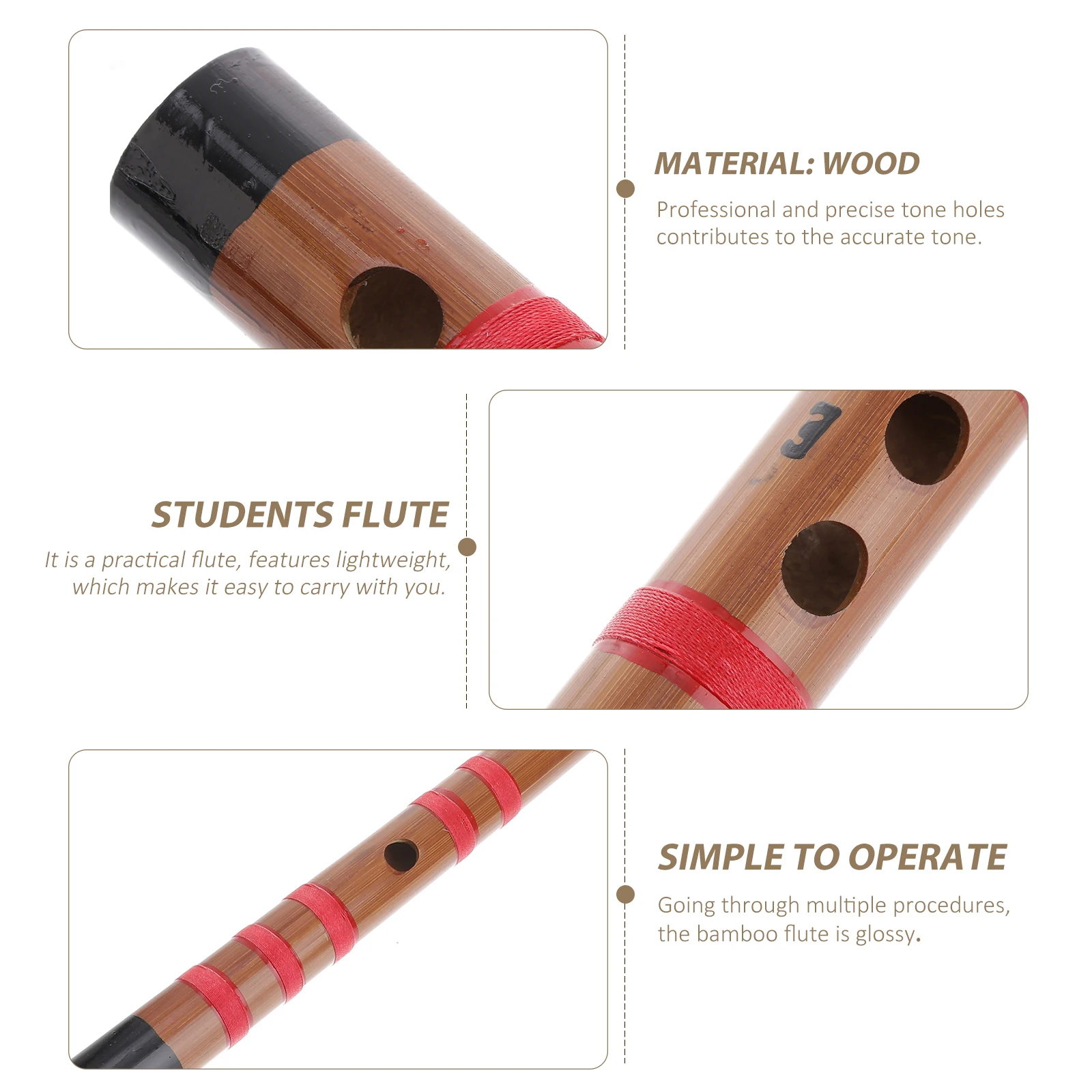 

Student Flute Bamboo Vertical Chinese Traditional Musical Instrument for Kids School Band Toddler Lightweight Durable Smooth