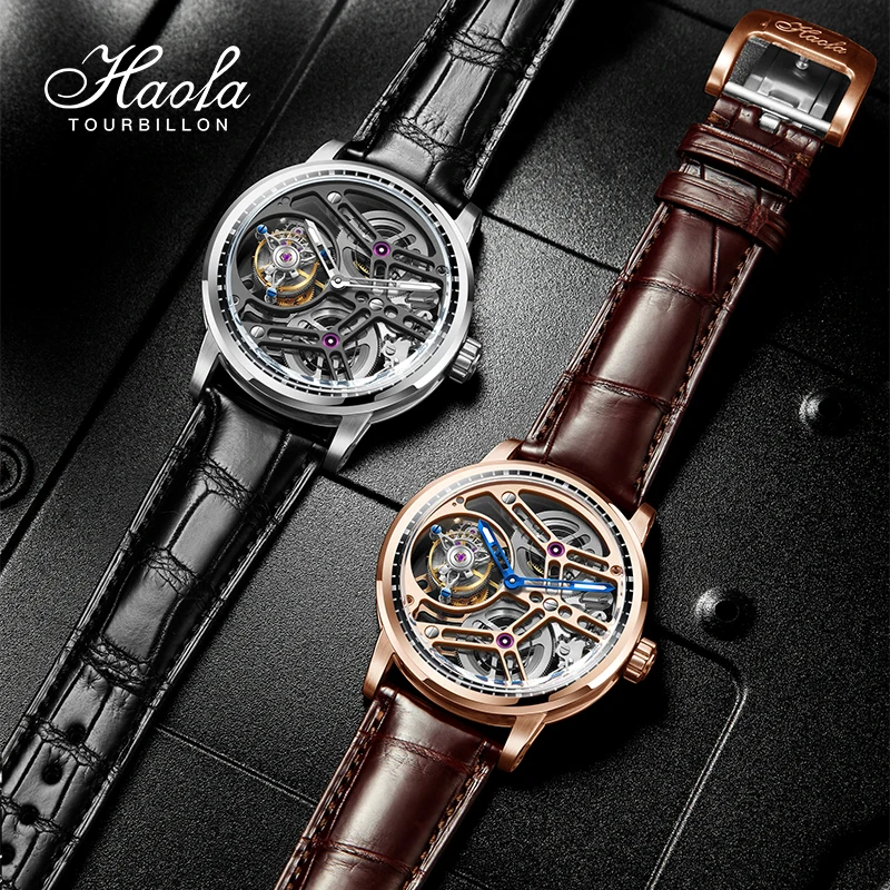 Haofa Skeleton Manual Tourbillon Mechanical Watch for Men Hollow Movement Luxury Sapphire Flying Tourbillon Watch Business 1940