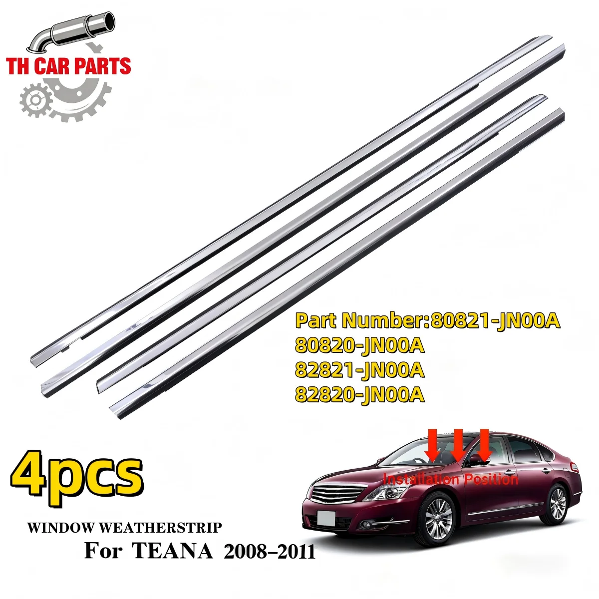 

Car Window Weatherstrip For 2008-2011 Nissan Altima Window Moulding Trim 80821-JN00A 80820-JN00A 82821-JN00A 82820-JN00A