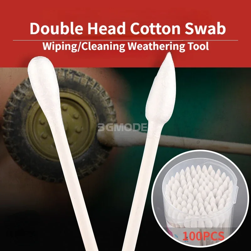 100Pcs Double Head Cotton fioc Panel Line Wipe Tools per modello militare Hobby Cleaning Weathering Tools fai da te