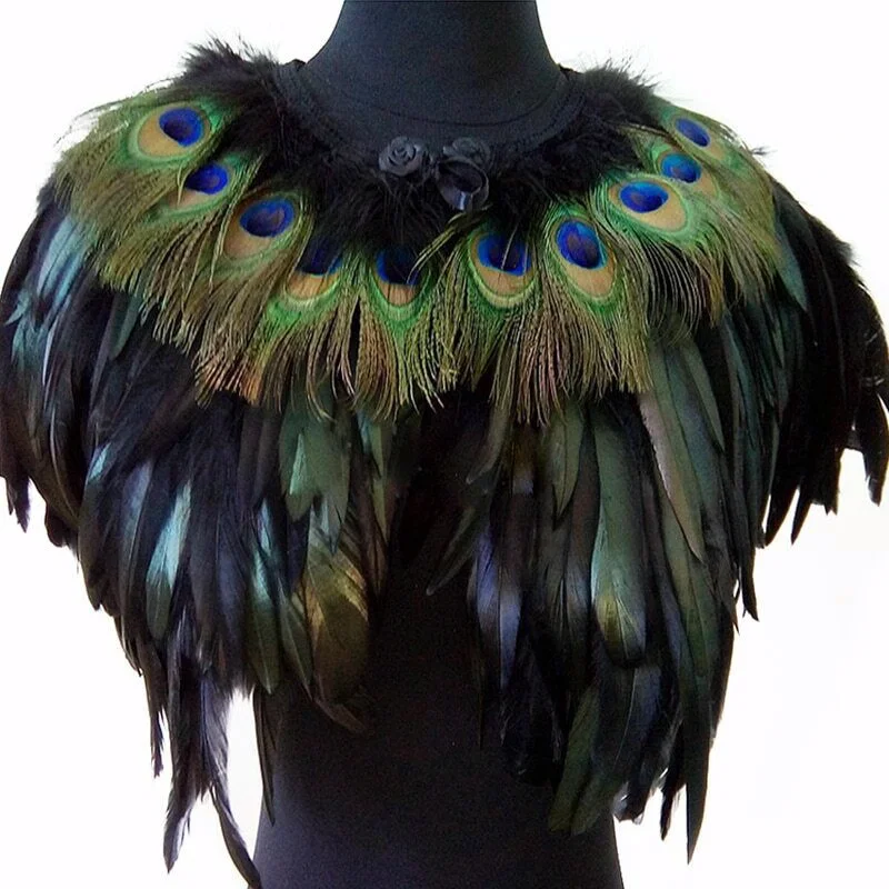 

European and American new unisex cloak shawl peacock feather shawl stage show fashion shawl ponchos