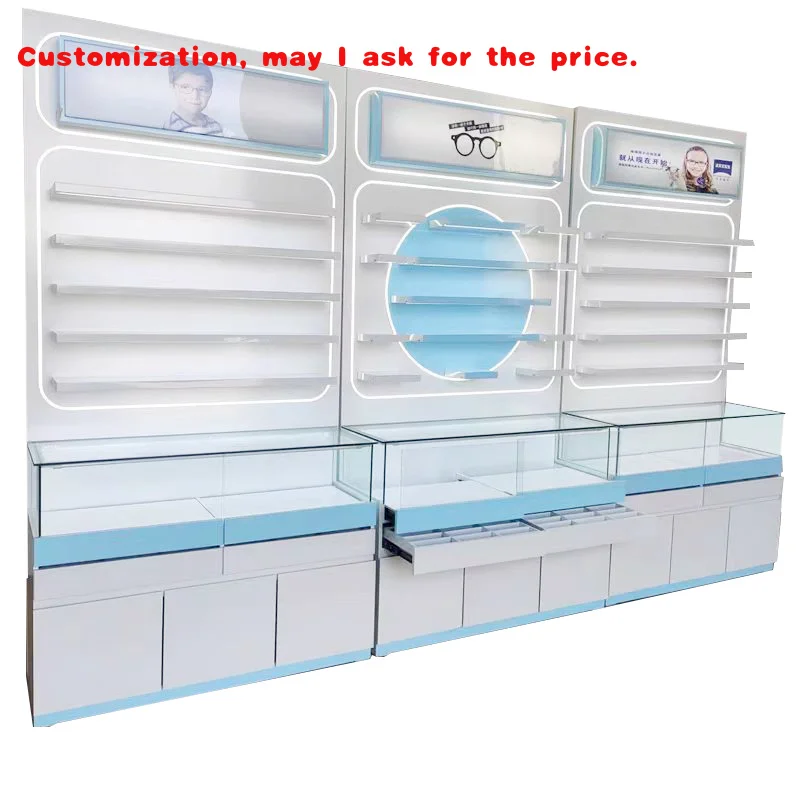 

custom.Commercial Optometry Table Display Cabinet Whole Shop Glasses Shop Display Racks Light Island Glass Customizabl