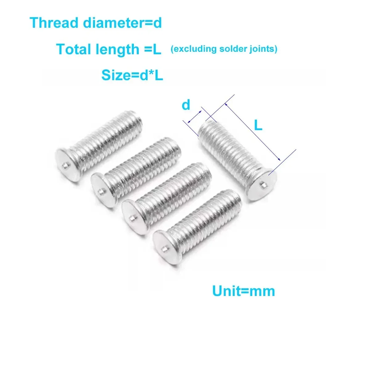 Aluminium-Schweißschrauben/Punktschweißen, Material aus Aluminiumlegierung, zum Pflanzen von Schweißnägeln M3M4M5M6M8