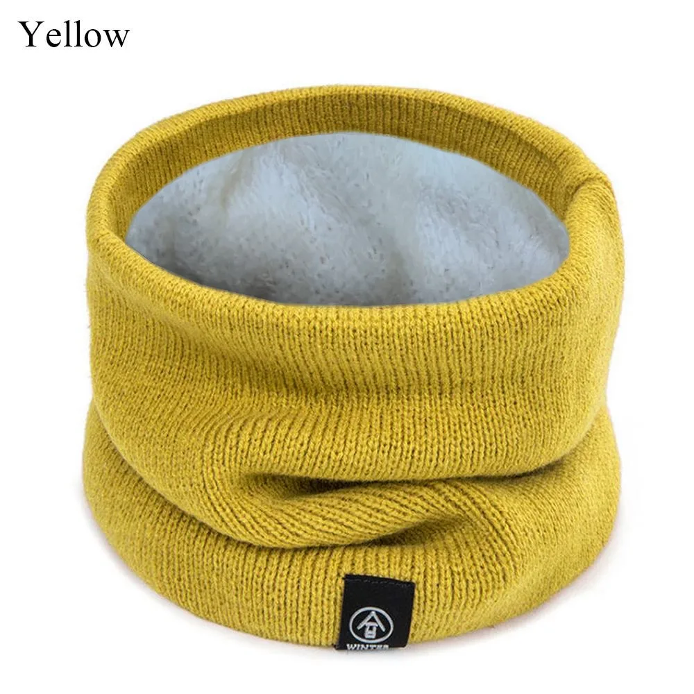 Fashion Soft Knitted Neck Warmer Thickened Lining Wool Fur Neck Scarves Keep Warm Sport Scarf Winter
