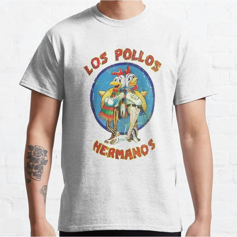 

Los Pollos Hermanos American Crime Drama Breaking Bad fan art graphic t shirts large size tee Unisex Adult all size S-6XL