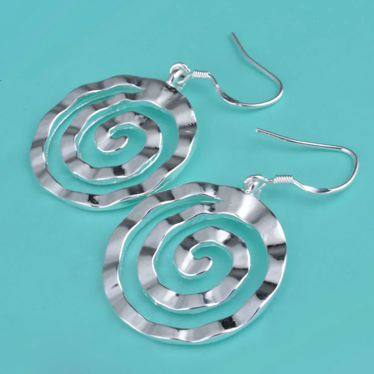 Women's 925 Sterling Silver Spiral Circle Earrings