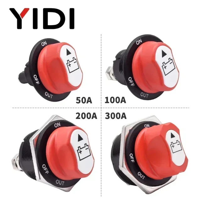 50A 100A 200A 300A Odłącznik akumulatora samochodowego Obrotowy wyłącznik zasilania 12V 24V DC Izolator Auto Motocykl Łódź Akcesoria