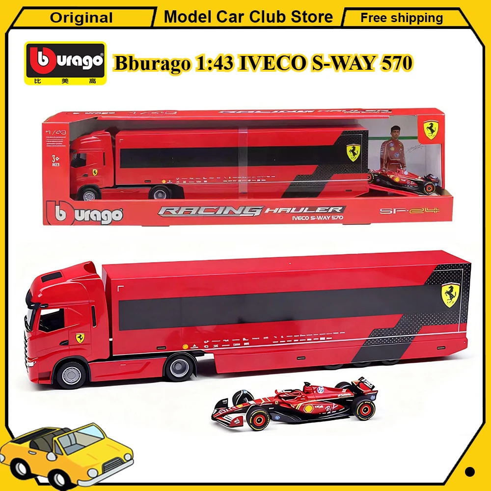 bburago-1-43-iveco-s-way-570-ferrari-f1-sf24-benz-w15-vehicule-de-transport-tracteur-remorque-boite-camion-alliage-voiture-modele-collection-jouet