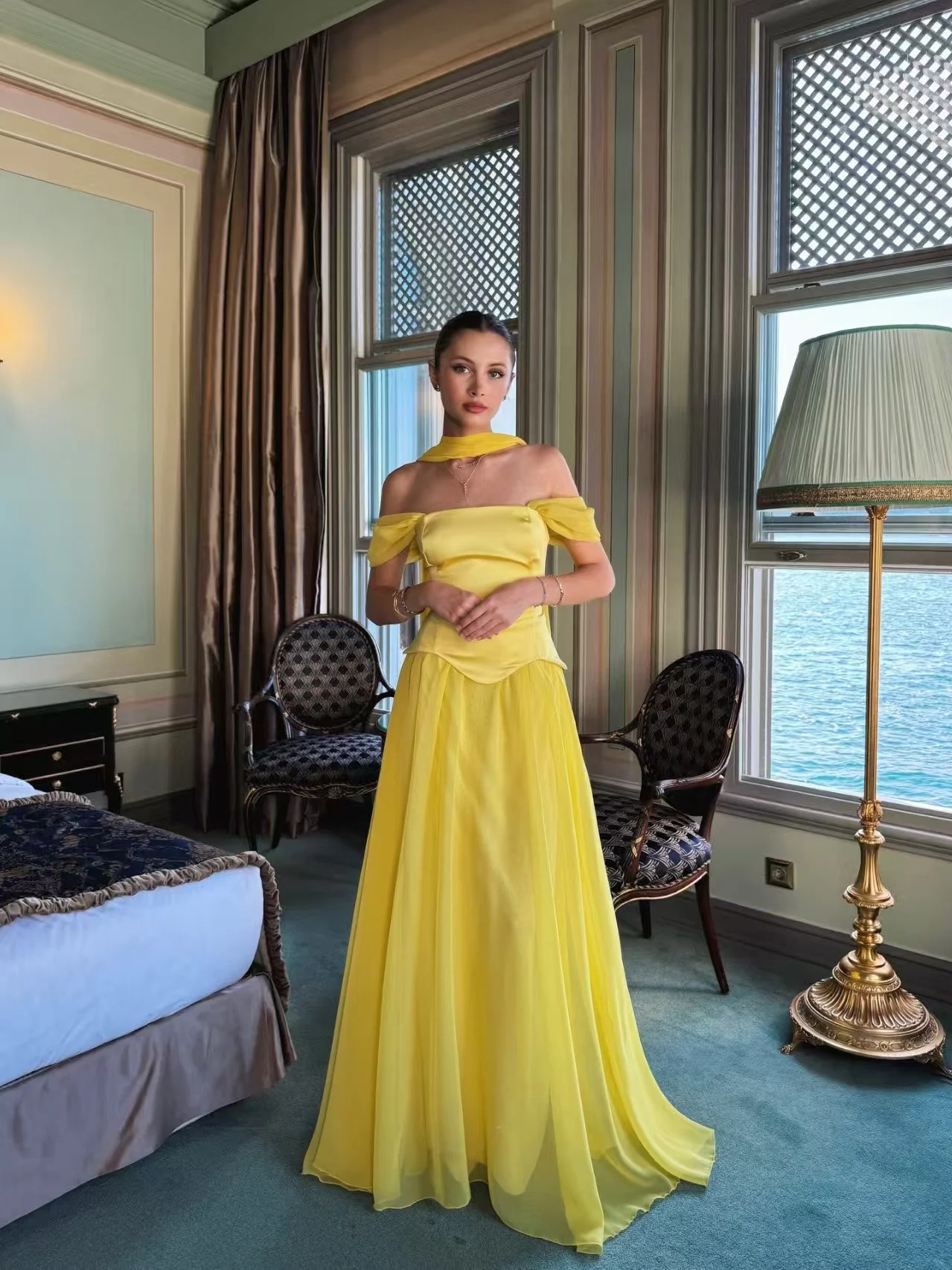 

Ele High Waist ort Sve Long Dr Sexy Slim Fit Gown Zipper Sle A-Line Skirt for Date And Daily Wear Pure Color