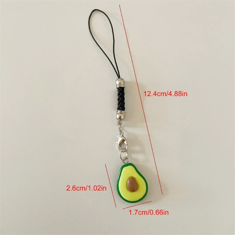 teléfono fruta único, llavero decorativo aguacate a llavero con cordón, accesorio colgante para bolso