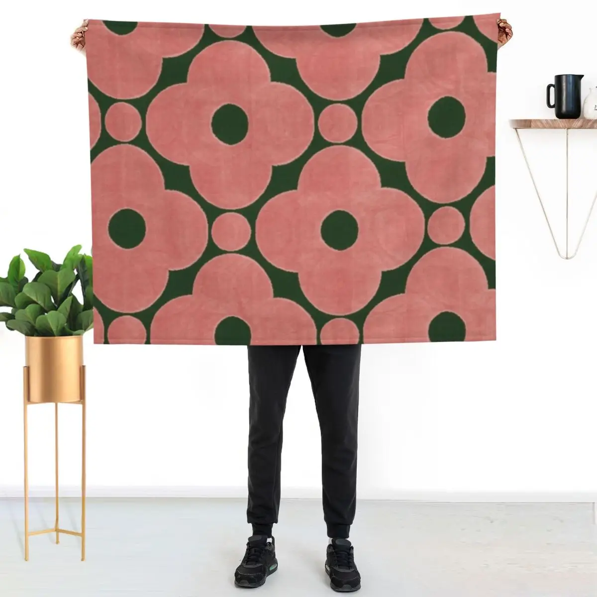 Orla kiely flower design, green color kiely , orla kiely art Throw Blanket for winter Shaggy Soft Big Blankets