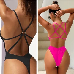 6Color New Style Brazilian Swimsuit Sexy Backless One Piece Swimwear Women Maio Biquini Mujer Trikini Badpak Dames Bikini