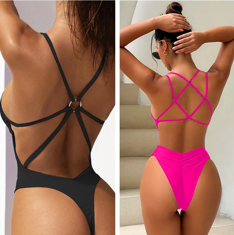 6 kolorów w nowym stylu brazylijski strój kąpielowy seksowny Backless jednoczęściowy strój kąpielowy kobiety Maio Biquini Mujer Trikini Badpak Dames Bikini