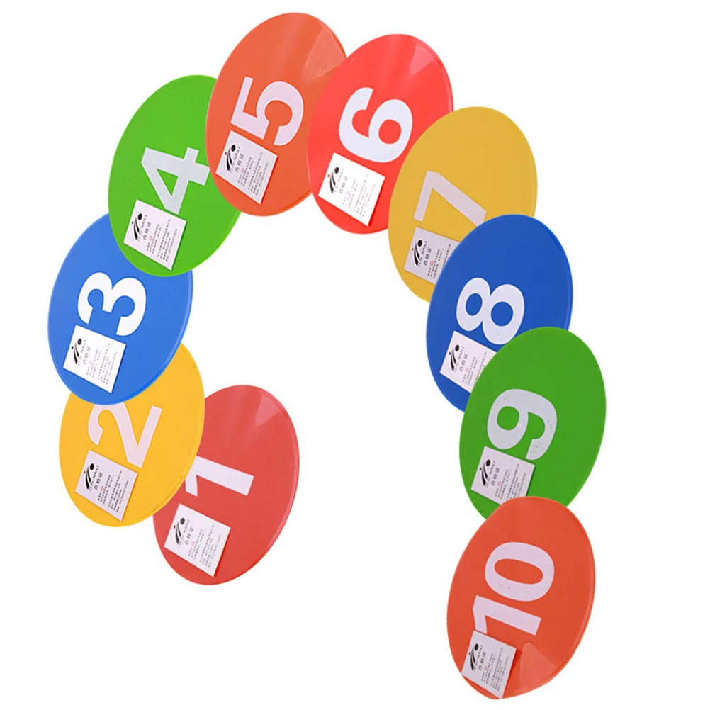 

10 pcs Number Printed Football Markers Reusable Soccer Training Signs Durable Pvc Roadblock Plates Spot Marker Set Indoor