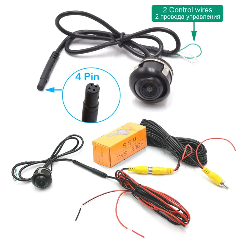 XCGaoon 180 Degree CCD Fisheye Lens Car Rear Front Side View Backup Camera Wide Angle Night Vision Waterproof & Control Wire