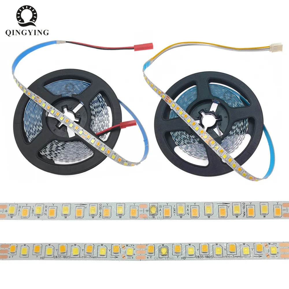 Tira de luces LED de corriente constante, cinta de luz Flexible de 3 metros, 2 pines, 3 pines, SMD2835, 5B9C, 180LED/m, 3000K, 6500K, cálido +