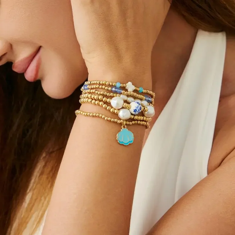 1 مجموعة الأزياء مطرز أساور للنساء جديد خمر الخرز غير النظامية تقليد اللؤلؤ سلسلة مجوهرات هدية #1