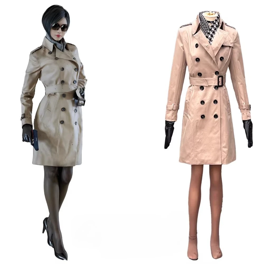 

Ada Wong Daily Windbreaker Cosplay Costume Women Long Sleeve Trench Coat Custom Made
