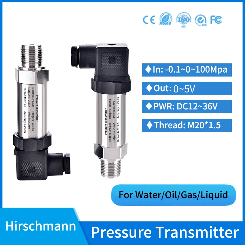 

0-5V Pneumatics Pressure Transmitter 0-100 bar Static Diffusion Silicon Pressure Hydraulic Oil Gas Pressure Sensor