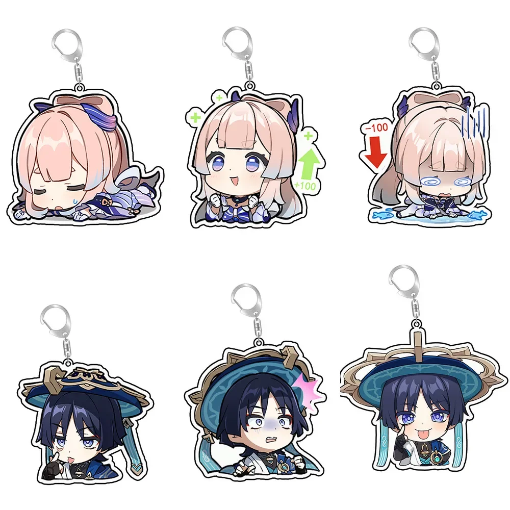 Genshin Impact Acrylic Key Chain Ring Anime Wanderer Sangonomiya Kokomi Double Sided Printing Custom Keychain Bag Charms