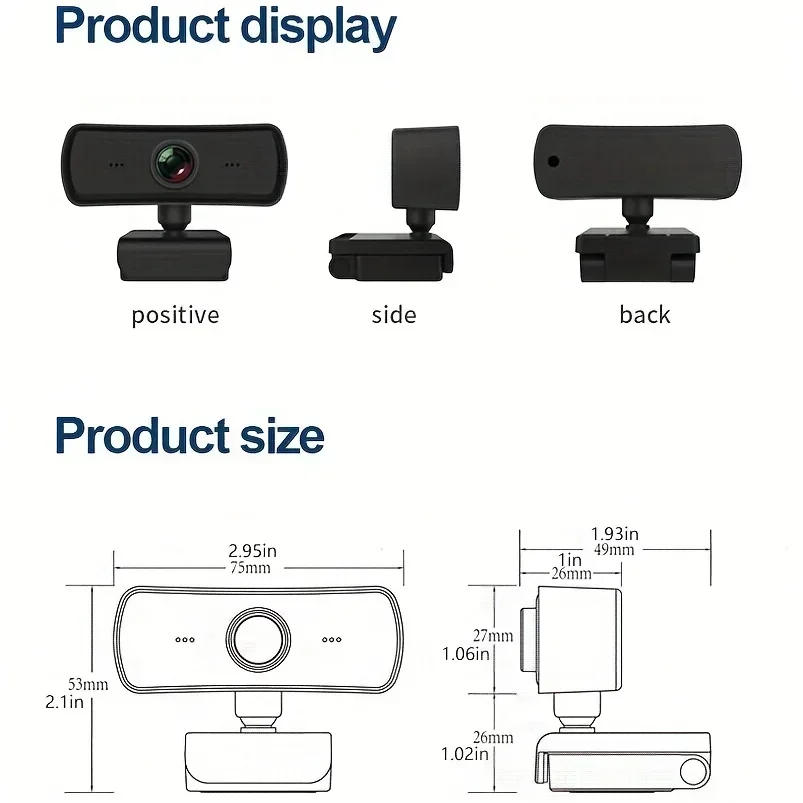 Cámara Web USB HD 2K, dispositivo con enfoque automático, 2040x1080, 30fps, para ordenadores portátiles de escritorio, juegos y PC, con micrófono incorporado