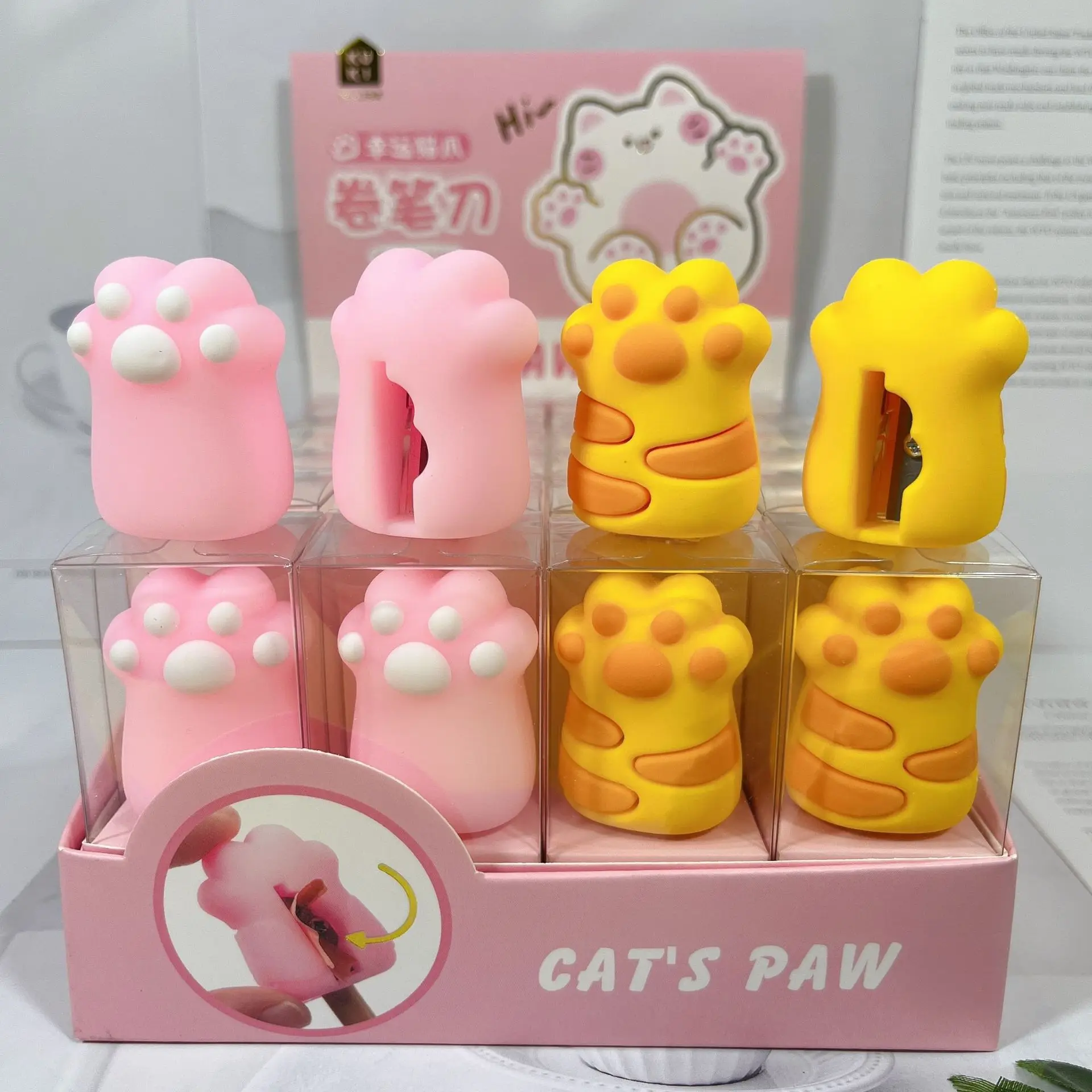 Kawaii Lucky Cat Paw Soft Silicone Pencil Sharpeners School Office Supplies Gift Stationery Kids Reward Prizes Cute Deco Journal