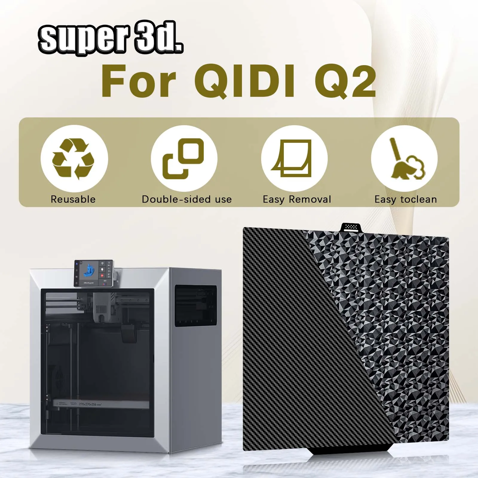 

For QIDI Q2 Build Plate PEO PET Sheet 280x280mm Double Sided Smooth Hotbed Print Bed Platform For QIDI Q2 Combo Accessories