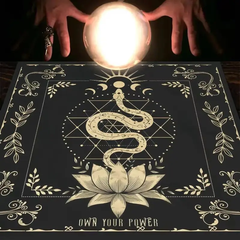 VIKAMA Tarot Tablecloth Third Eye Chakra Lotus Print Altar Cloth For Astrology Reading Divination Meditation Room Decor