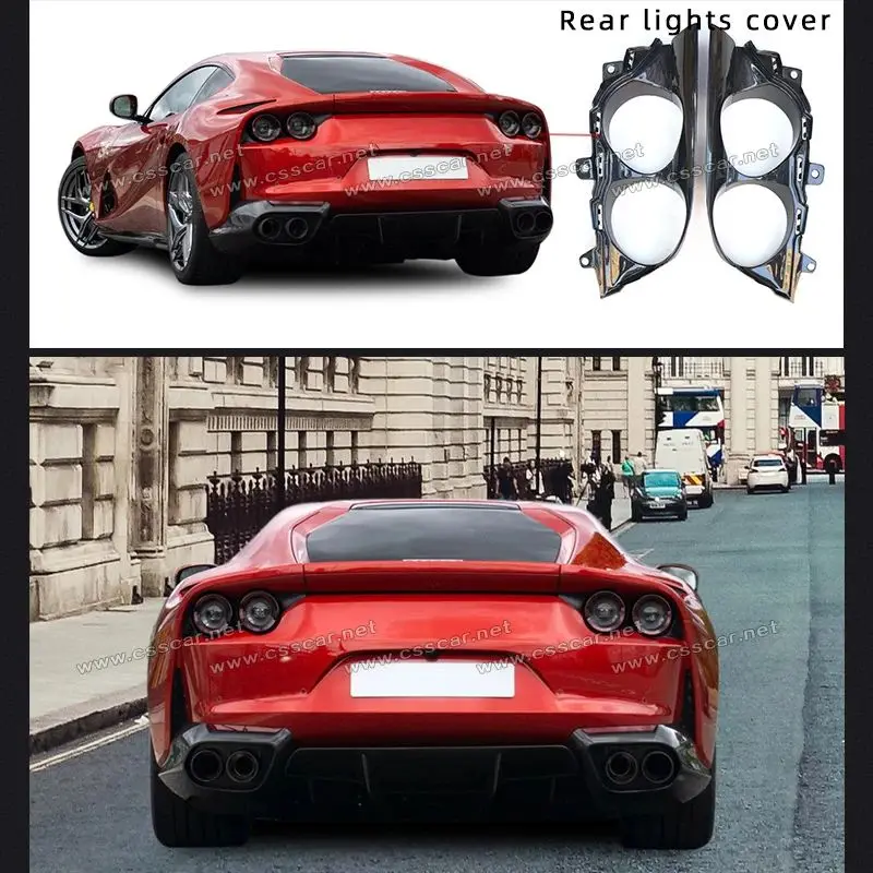 2pcs Automotive Taillight Cover Fit For Ferrari 812 GTS Superfast 2019-2024 OEM Black Dry Carbon Fiber Tail Lamp Car Accessories