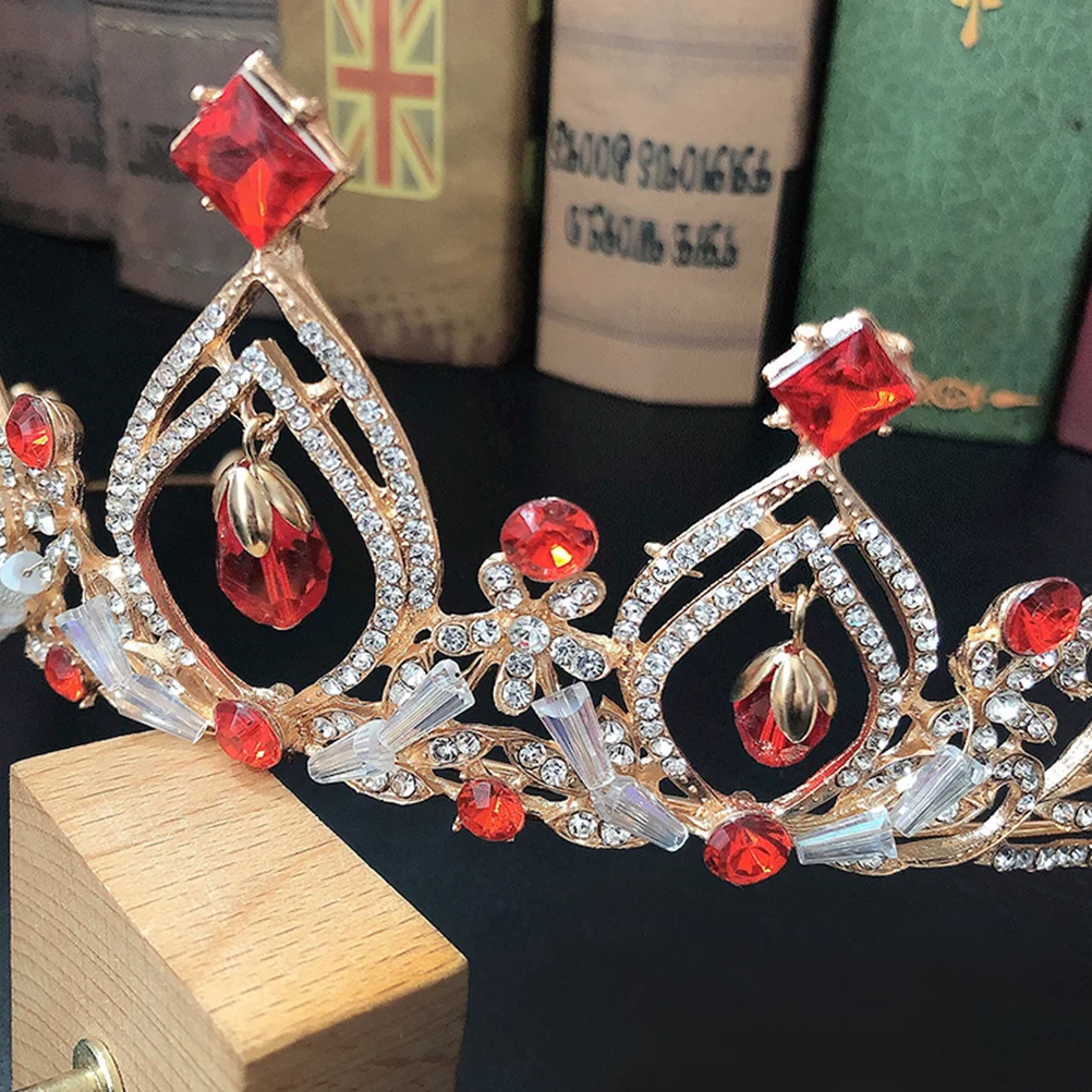 Red Crystal Crown Headdress Creative Hair Bride Hair Decor Wedding Hair Ornament bridal crown wedding crown