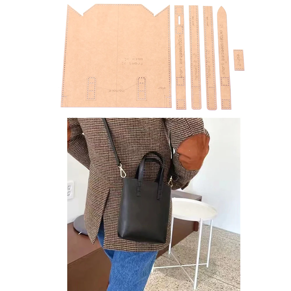 Diy leather craft women handbag shoulder bag die cutting kraft paper sewing pattern hollowed stencil template 19.5x13x6cm