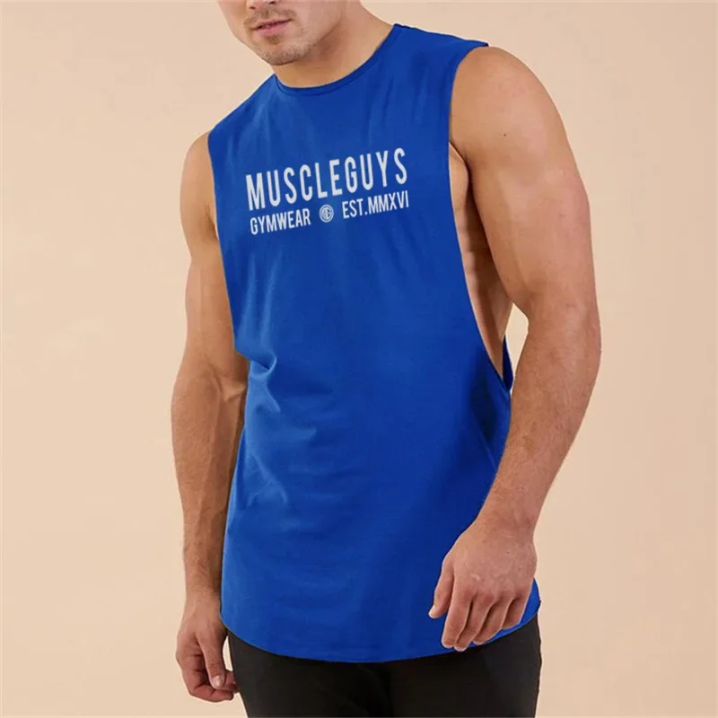 New Mens Gym Casual Tank Top Muscle Sleeveless Sporting Running Workout Clothing Cool Stringer Fashion Fitness Singlets