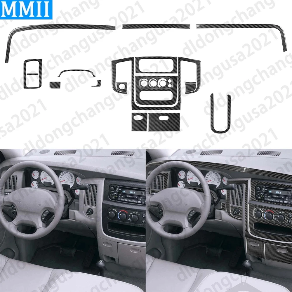 18Pcs Real Carbon Fiber Kit Full Interior Dash Trim Cover Car Accessories Decoration Sticker For RAM 1500 2500 3500 2002-2005