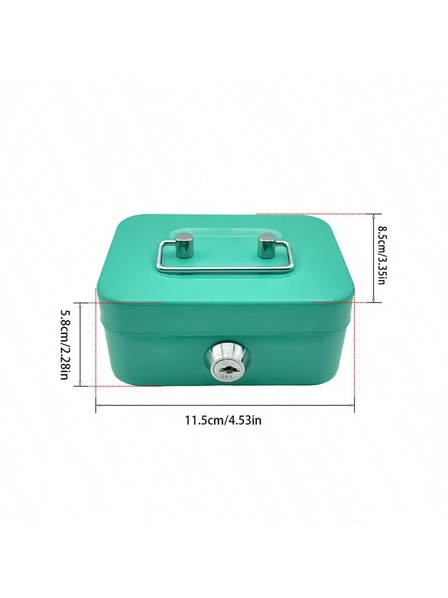 1pc Metal Key Lock  Box, Money Box, Adult Security Box, Coin Safe, Cashier Box