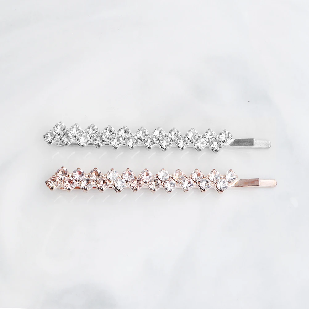 

4pcs Crystal Pins Rhinestone Hair Bobby Pins Decorative Metal Hair Clips Sparkle Bangs Clips Assorted Color Rose Crystal Elegant