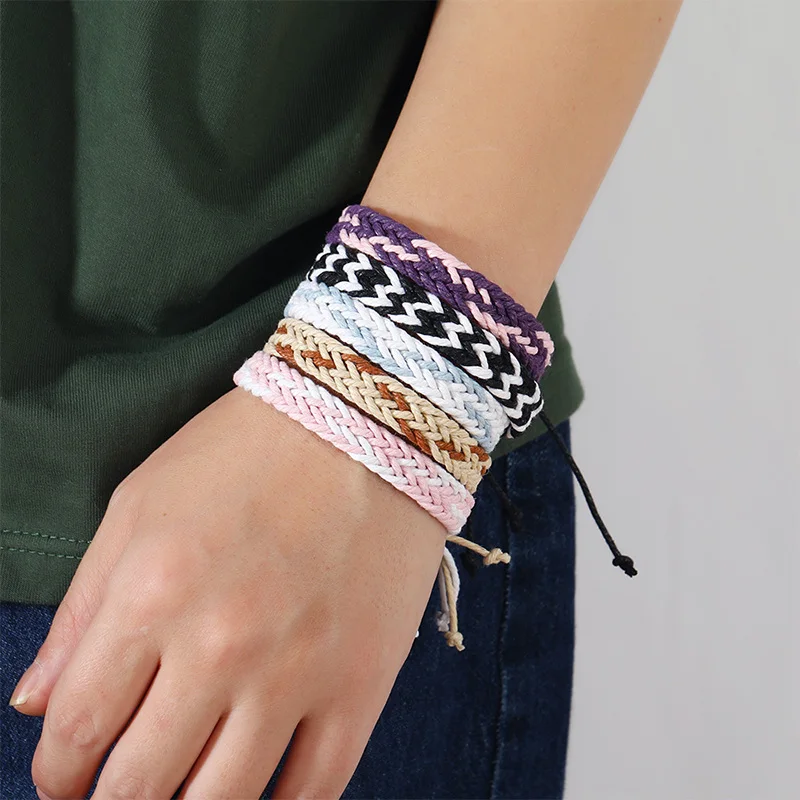 9Pcs/set Neutral rope cotton hand woven adjustable friendship bracelet couple jewelry